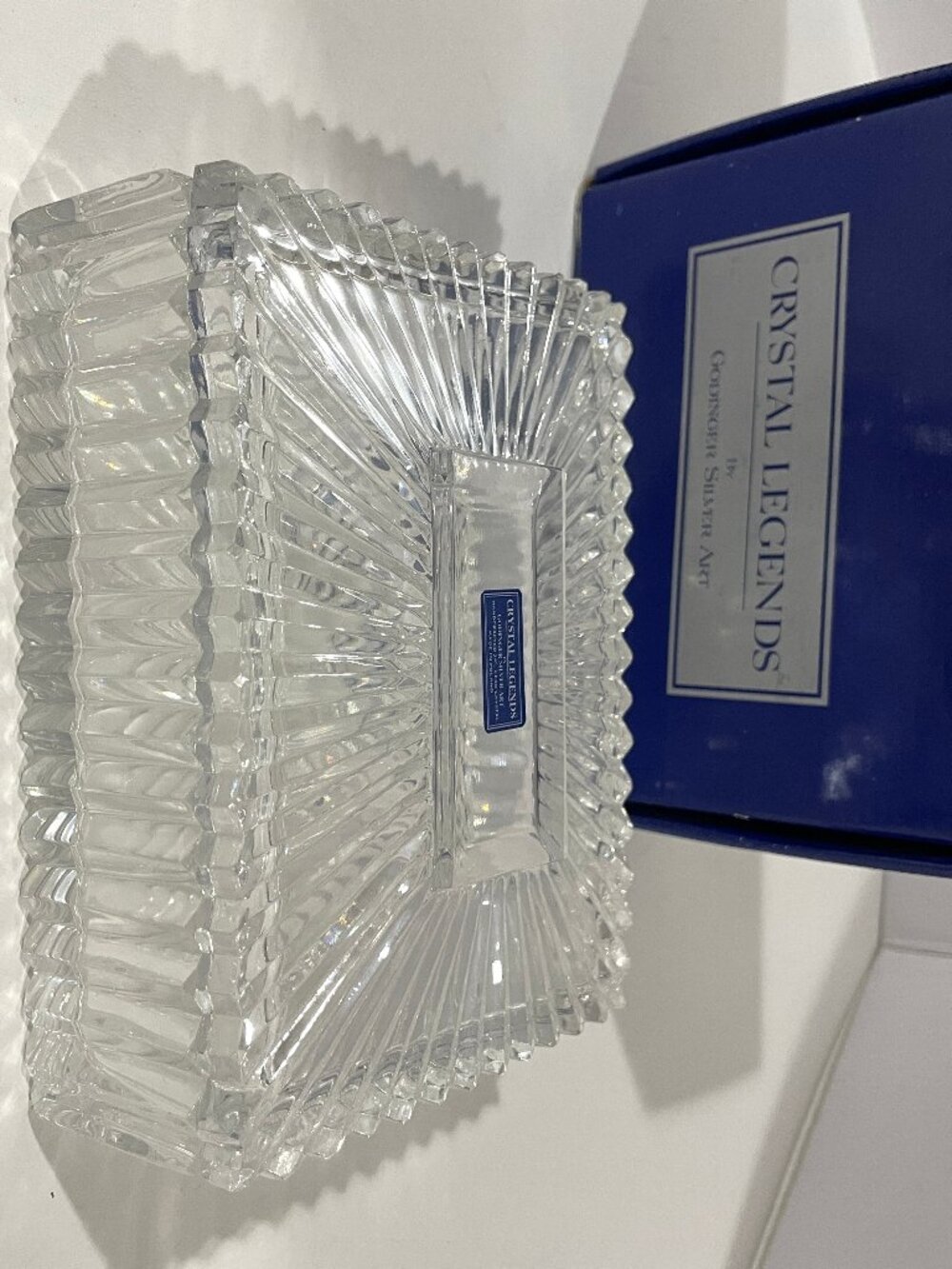 Vtg NOS Crystal Legends by Godinger 24% Lead Crystal Jewelry / Trinket Box 6"